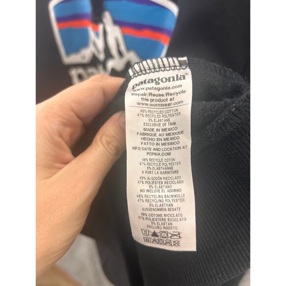 Patagonia Uprisal Hoody Black Mens Medium Recycled Cotton Logo Hoodie - Picture 9 of 11